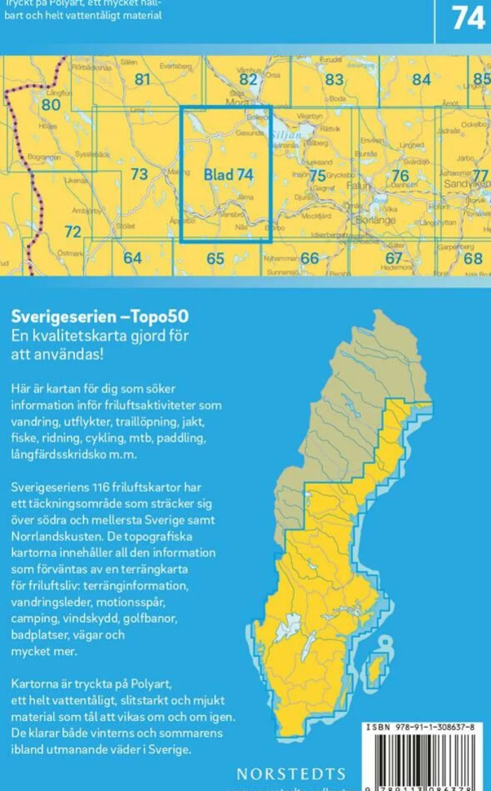 Norstedts Zweden Topografische wandelkaart 74 Vansbro