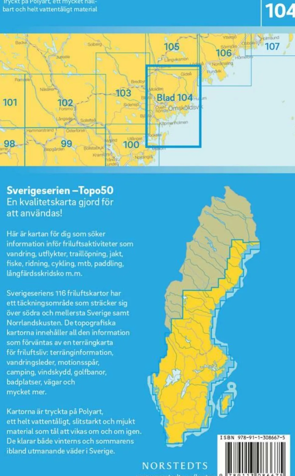 Norstedts Zweden Topografische wandelkaart 104 Örnsköldsvik