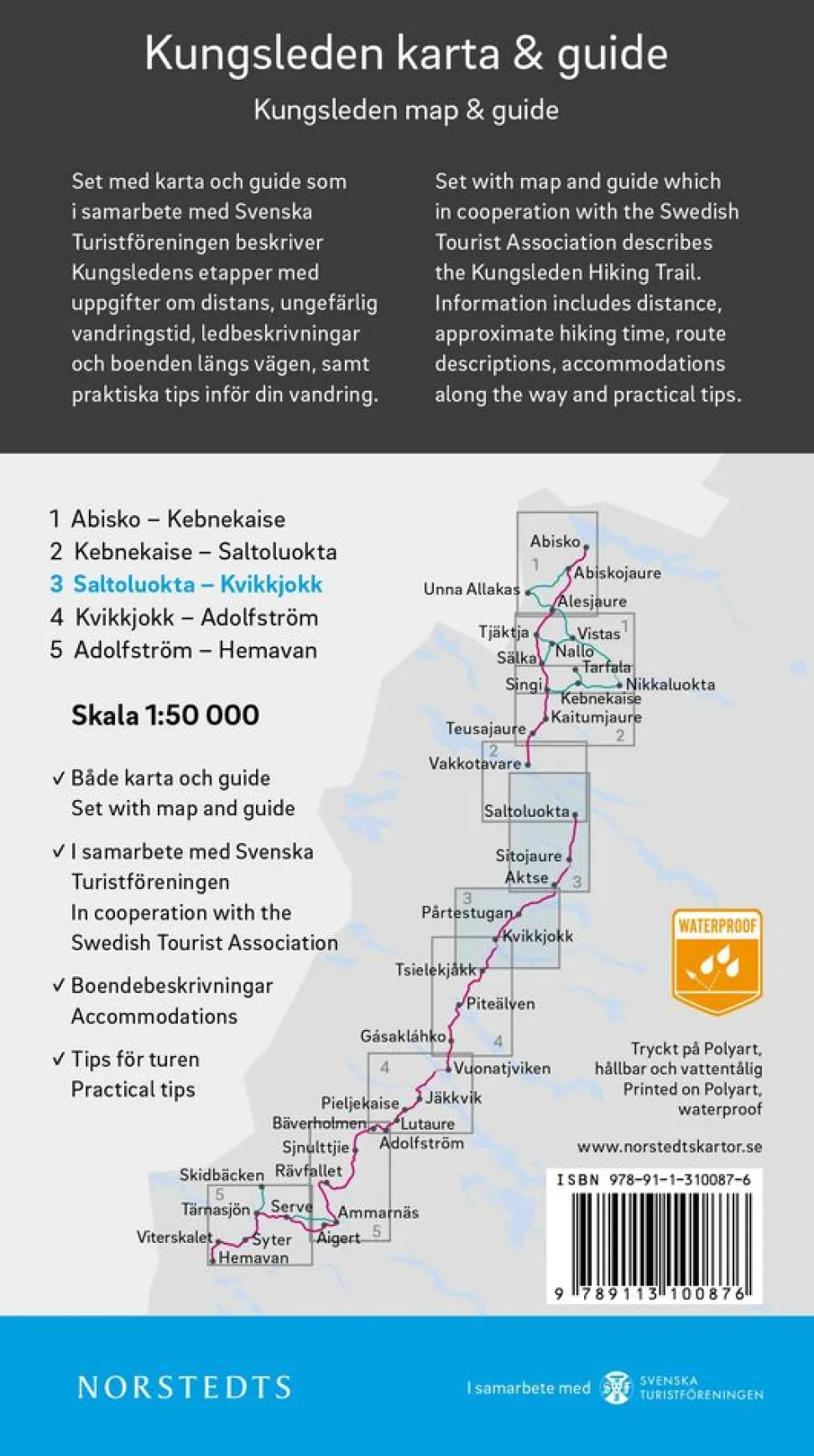 Norstedts Zweden Wandelkaart Kungsleden 3 - Saltoluokta - Kvikkjokk