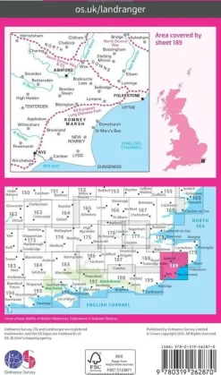 Ordnance Survey Wandelkaart 189 Ashford - Romney Marsh