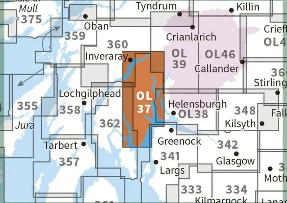 Ordnance Survey Wandelkaart OL37 Explorer Cowal East - Dunoon