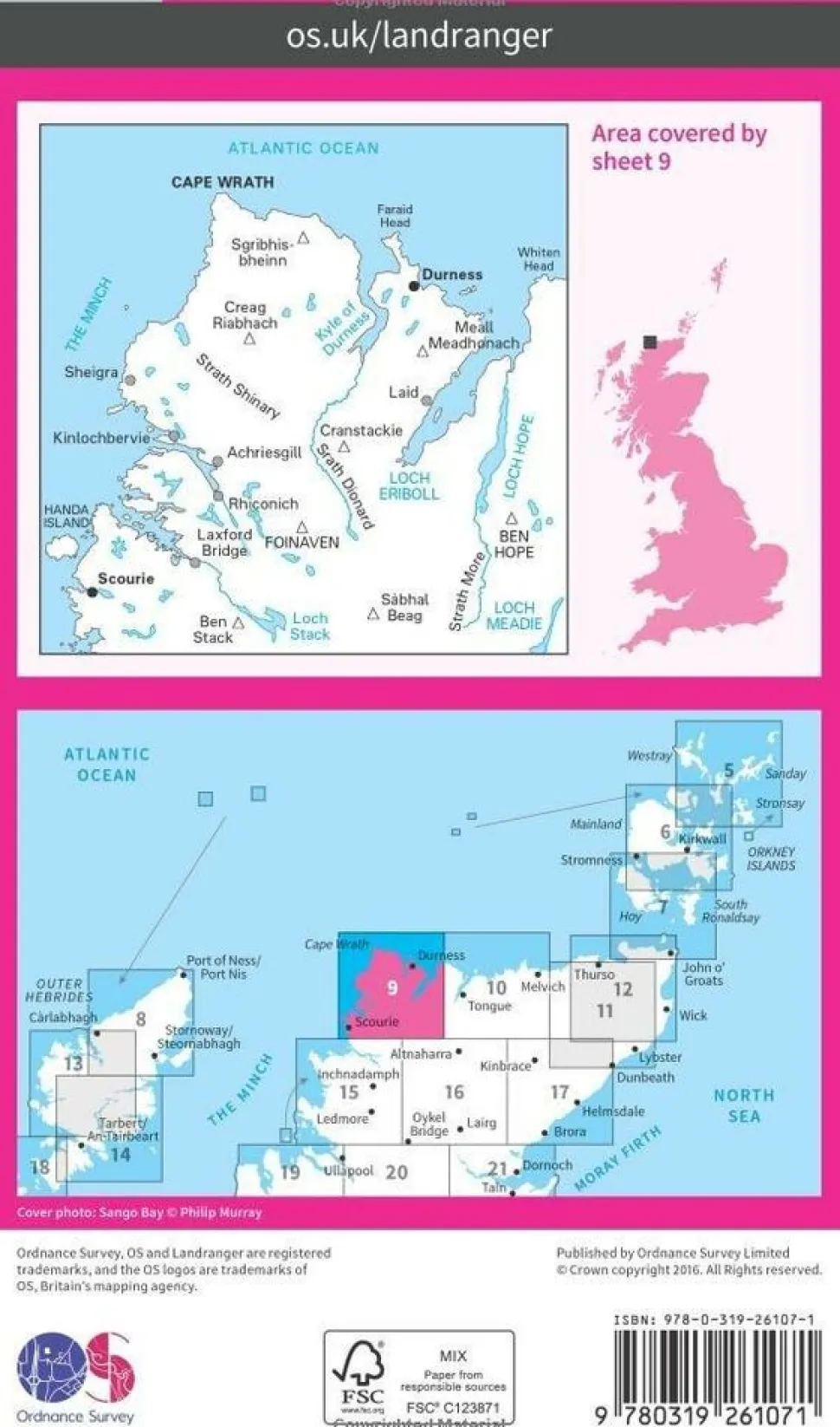 Ordnance Survey Wandelkaart 009 Cape Wrath