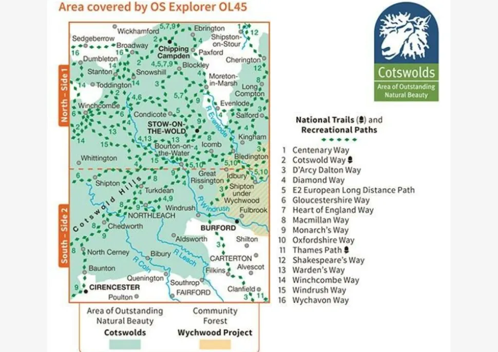 Ordnance Survey Wandelkaart OL45 Explorer The Cotswolds