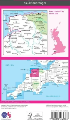 Ordnance Survey Wandelkaart 180 Barnstaple & Ilfracombe