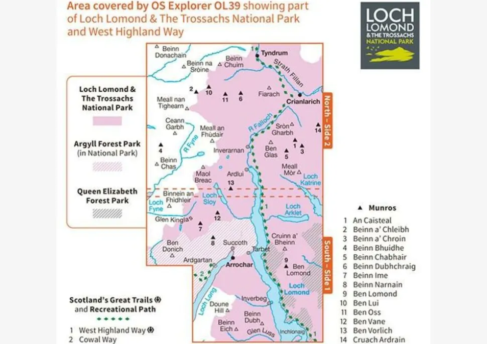 Ordnance Survey Wandelkaart OL39 Explorer Loch Lomond North