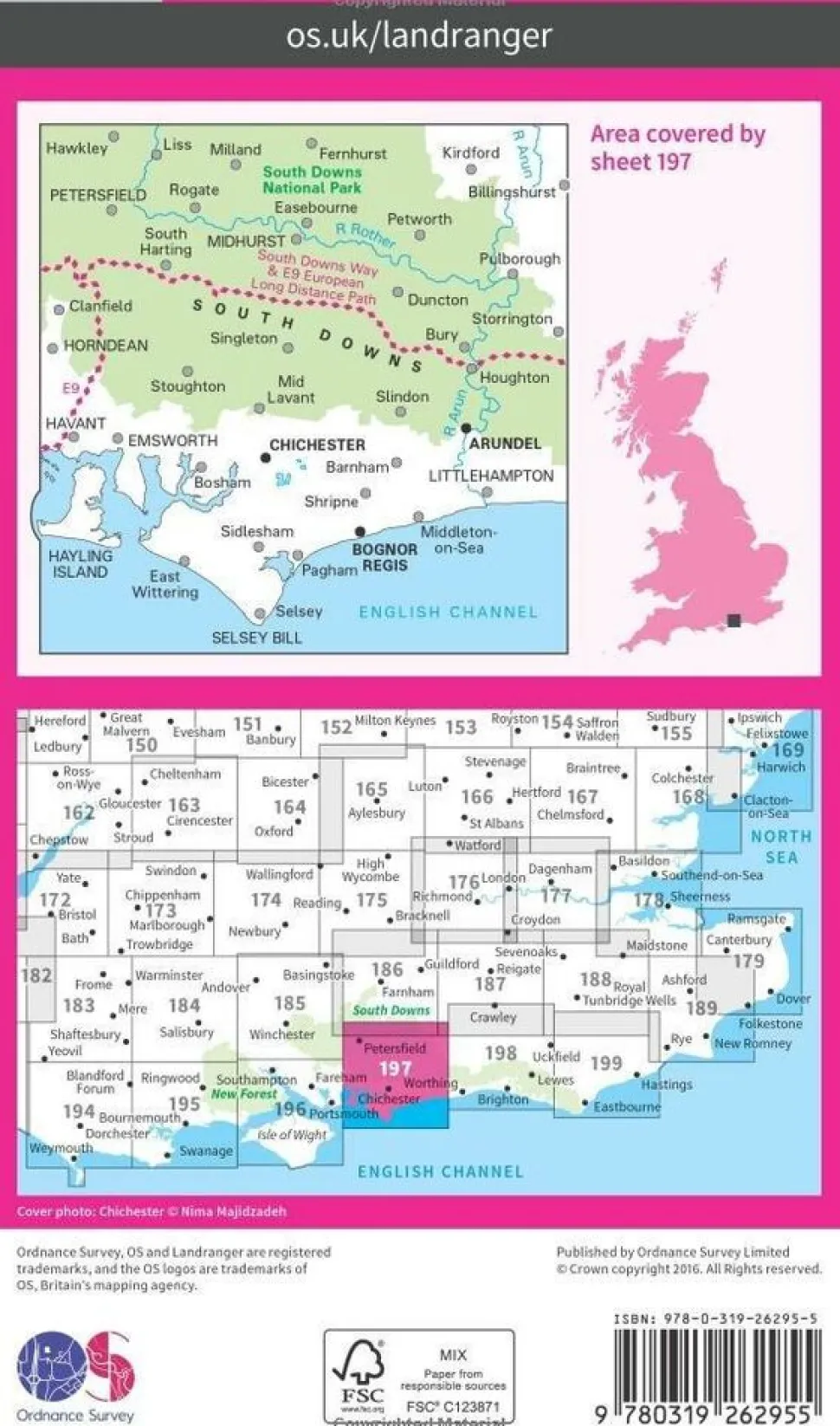Ordnance Survey Wandelkaart 197 Chichester - The South Downs