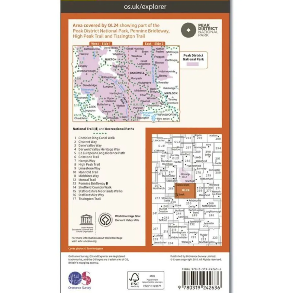 Ordnance Survey Wandelkaart OL24 Explorer Peak District - White Pe
