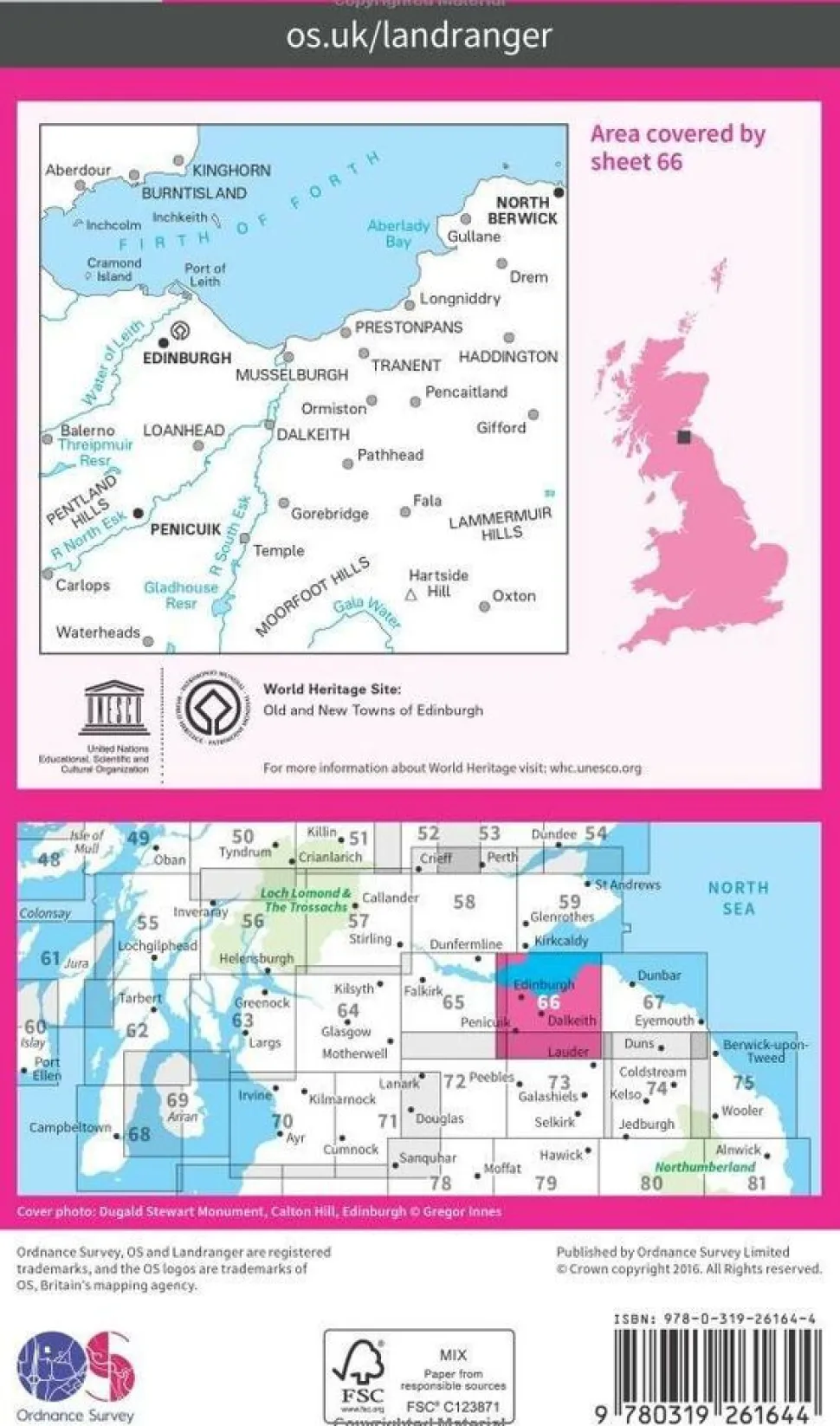 Ordnance Survey Wandelkaart 066 Edinburgh