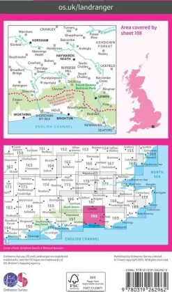 Ordnance Survey Wandelkaart 198 Brighton - Lewes