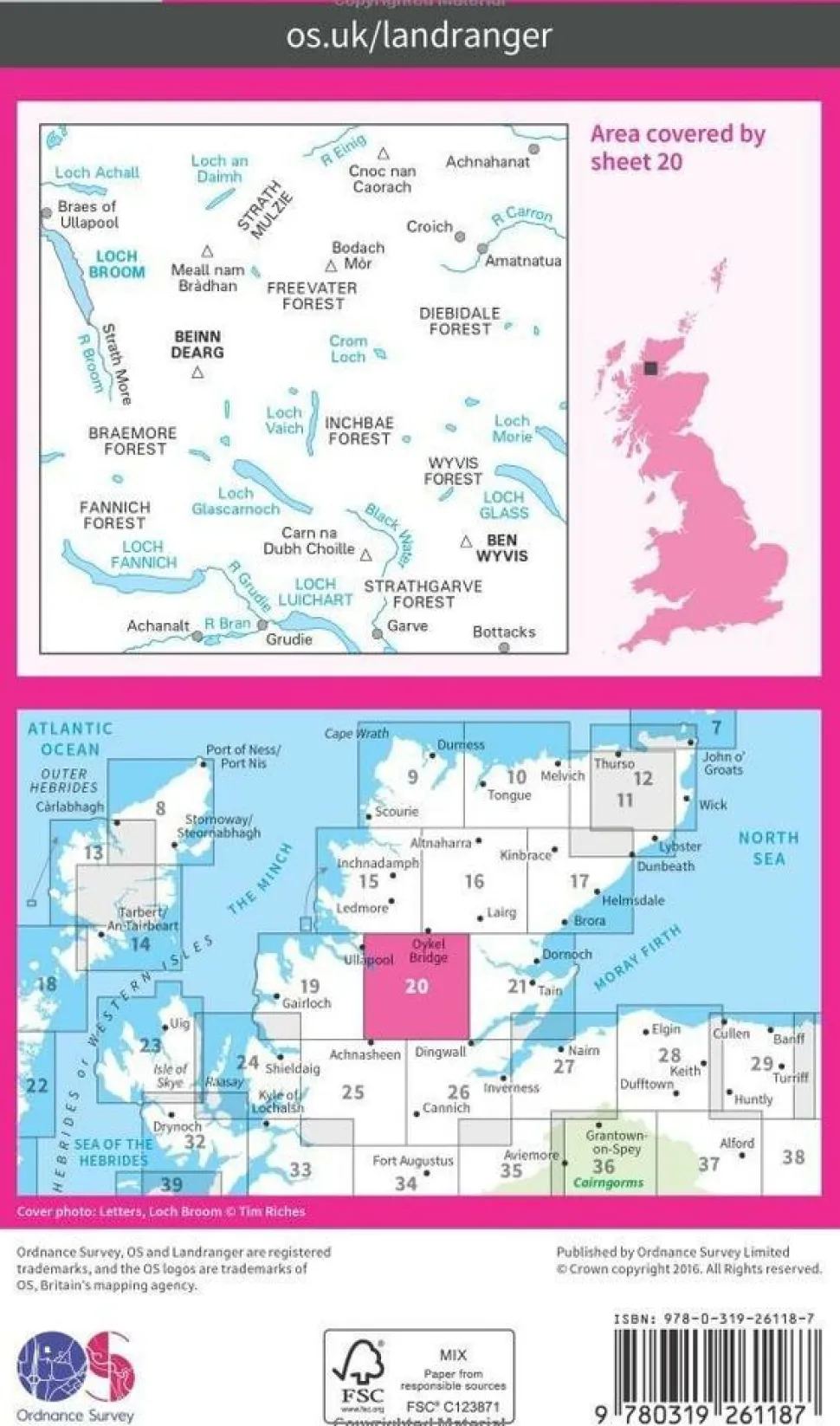 Ordnance Survey Wandelkaart 020 Beinn Dearg & Loch Broom