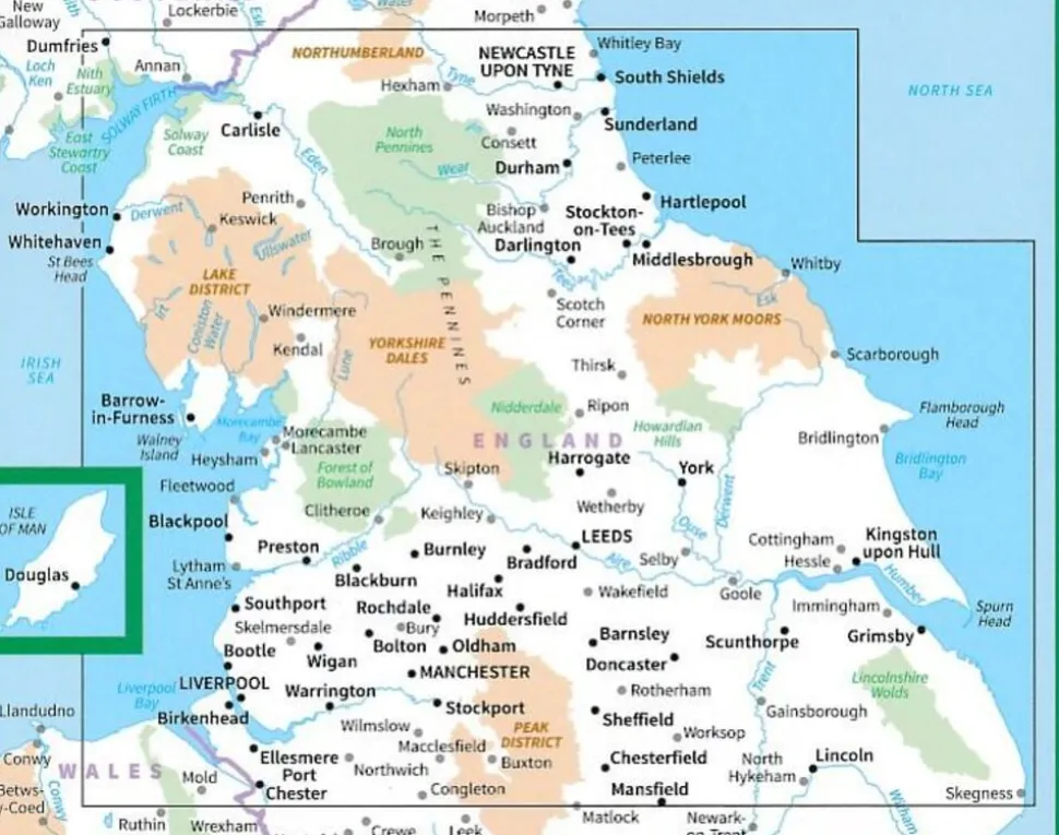 Ordnance Survey Wegenkaart 4 Engeland Noord